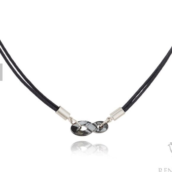 INFINITE SILVER NIGHT CHOKER + WHITE RHODIUM - Picture 1 of 5